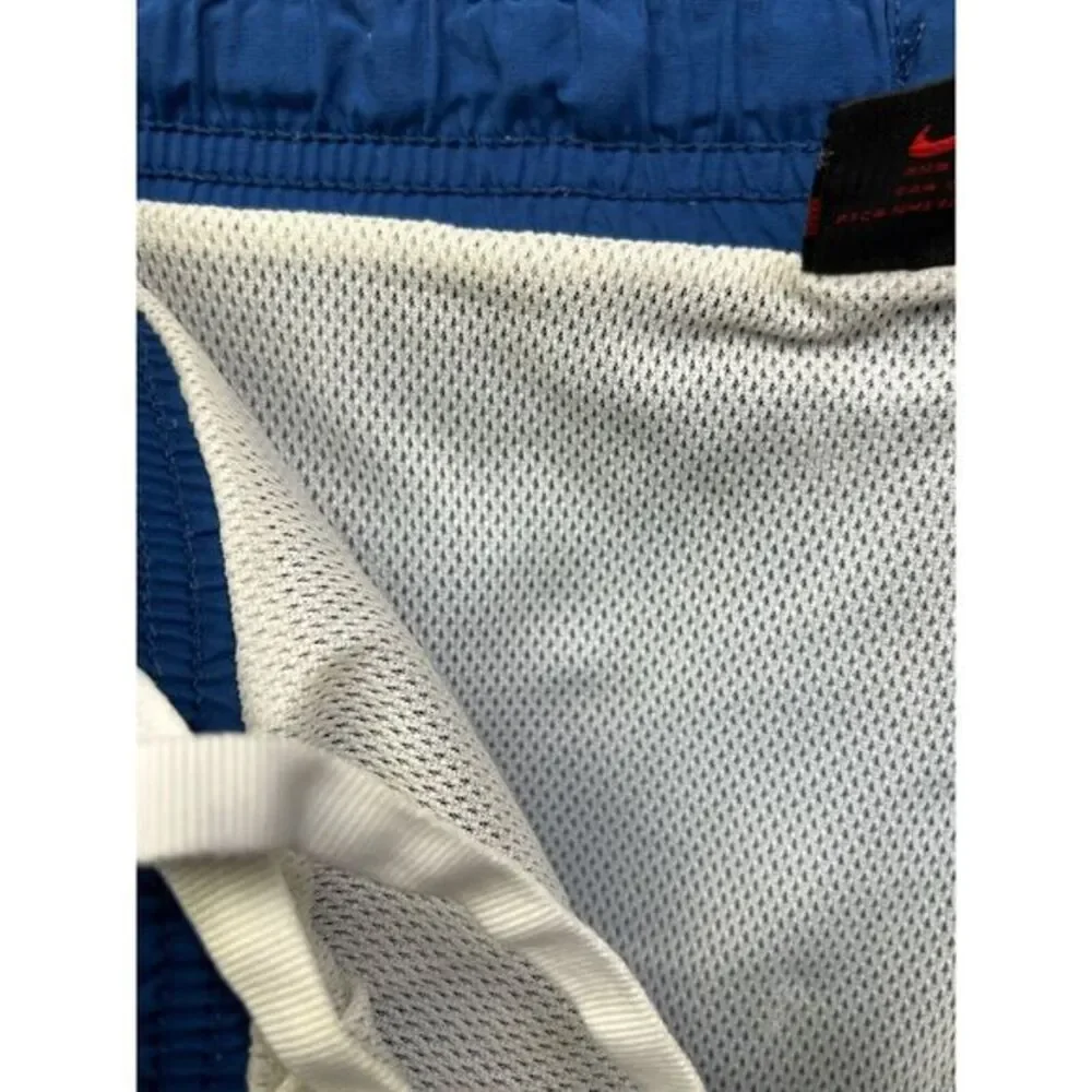 NIKE swim trunks men's large nylon mesh liner pockets blue Striped‎ Retro